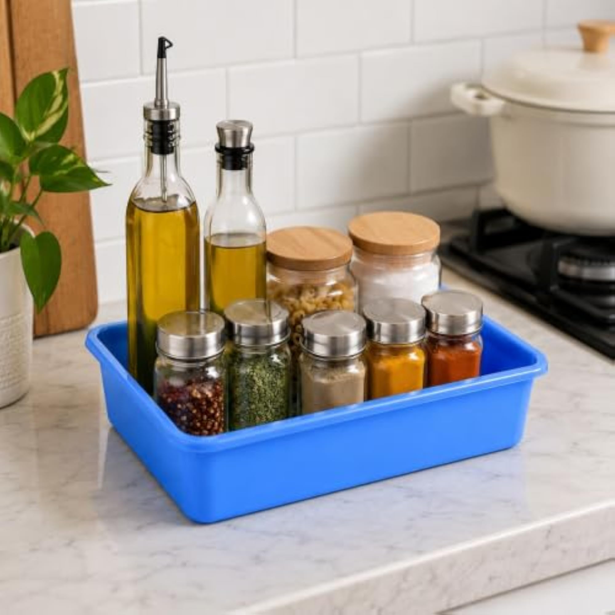 Morvi Multipurpose Rectangular Plastic Trays, Set of 3
